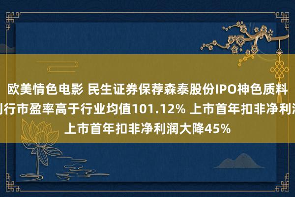 欧美情色电影 民生证券保荐森泰股份IPO神色质料评级D级 刊行市盈率高于行业均值101.12% 上市首年扣非净利润大降45%