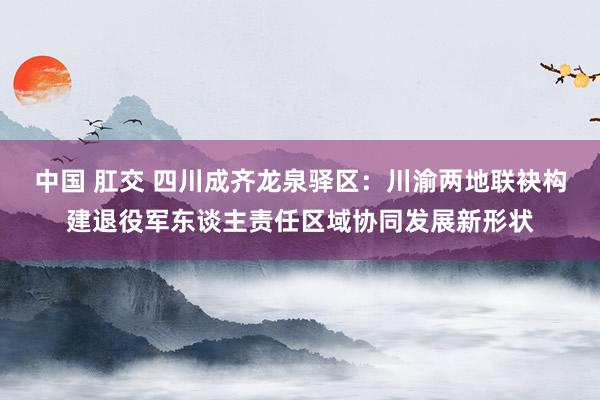 中国 肛交 四川成齐龙泉驿区：川渝两地联袂构建退役军东谈主责任区域协同发展新形状
